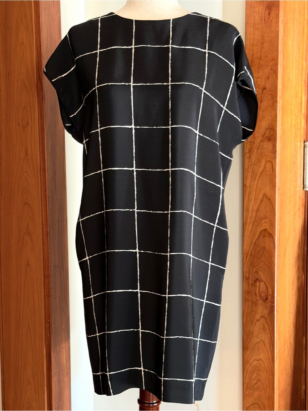 Vince Black Windowpane Shift Dress